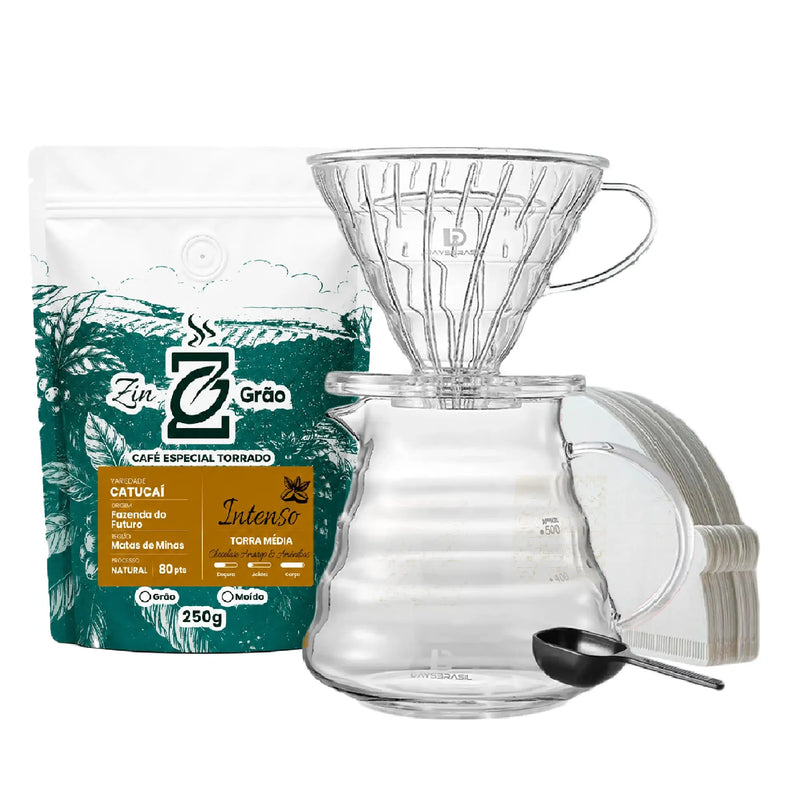 Kit Barista ZinGrão com kit de preparo V60 e café especial