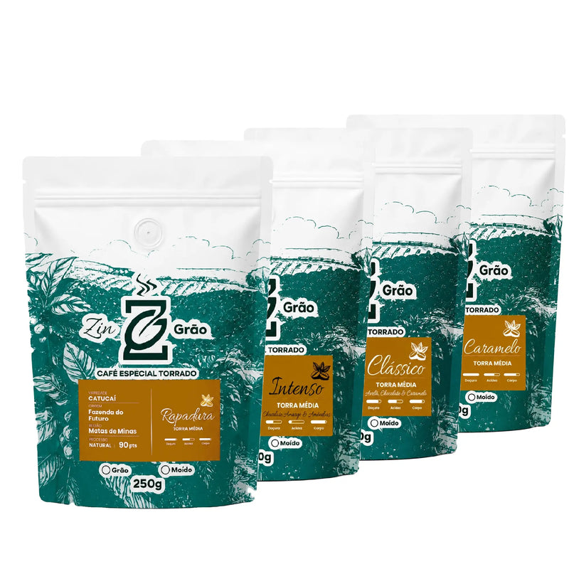 Kit Descoberta ZinGrão com 4 cafés especiais 250g