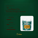 Perfil sensorial do Café Intenso Chocolate ZinGrão: notas de chocolate amargo e amêndoas, com doçura média, acidez leve e corpo intenso