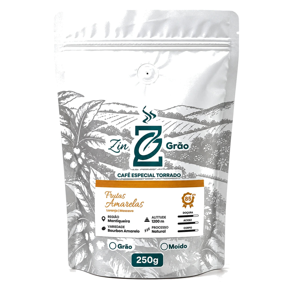 Pacote de Café Microlote Frutas Amarelas ZinGrão 250g, variedade Bourbon Amarelo de Matheus Zanin, Mantiqueira