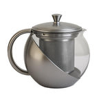 Chaleira de vidro com infusor de aço inox removível e tampa metálica, para preparo de chá e café