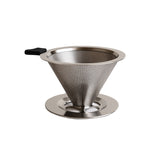 Filtro de café cônico de aço inox reutilizável com base de apoio, dispensa filtro de papel