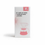 Caixa do Kit de Preparo V60 Days Brasil, com jarra de vidro, filtro de papel e suporte de filtro