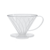 Suporte de filtro V60 02 transparente com ranhuras em espiral e alça, para café coado