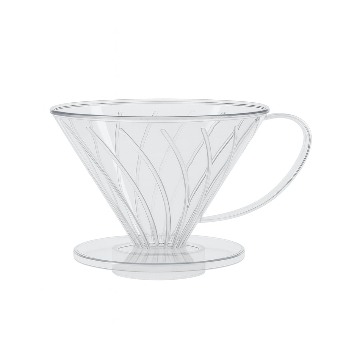 Suporte de filtro V60 02 transparente com ranhuras em espiral e alça, para café coado